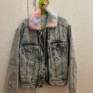 Vintage Havana Fur Lined Denim Jacket for girls Size Small (10years)